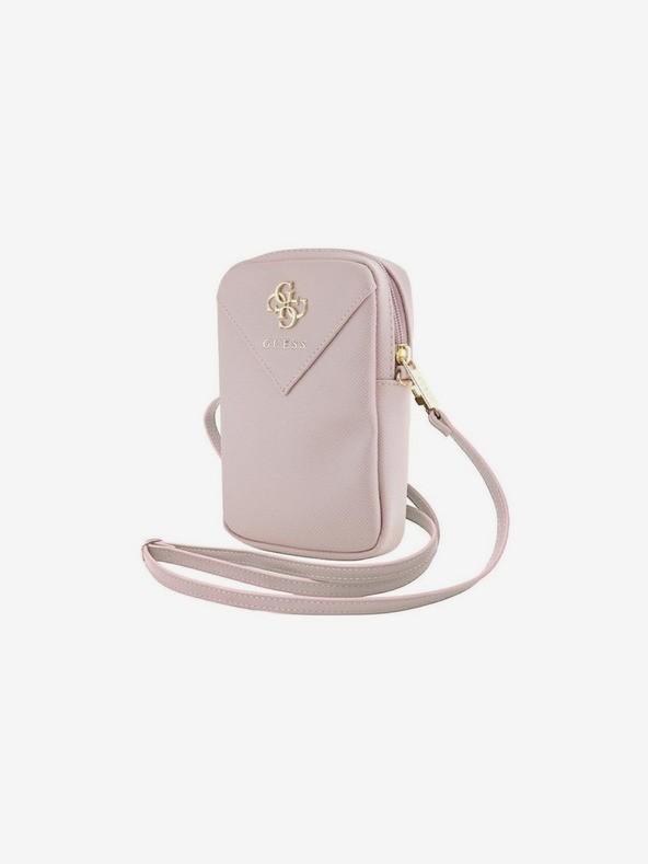 Guess Guess PU Grained 4G Метално лого за телефон с цип Розов