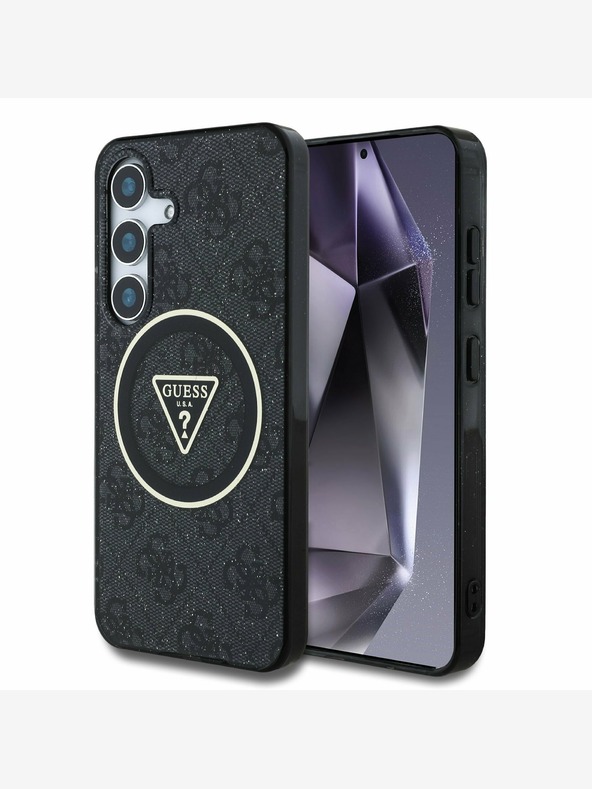 Guess Guess IML 4G заден капак с блестящо и триъгълно лого MagSafe за Samsung Galaxy S25+ Black