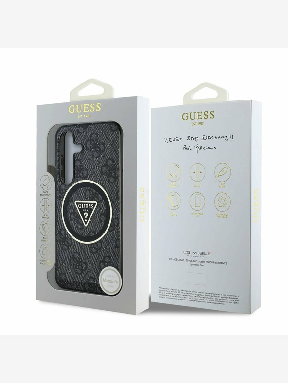 Guess Guess IML 4G заден капак с блестящо и триъгълно лого MagSafe за Samsung Galaxy S25+ Black