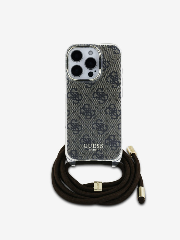 Guess Guess IML 4G Печатен заден капак с каишка за кръст за iPhone 16 Pro Max Brown