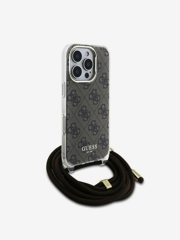 Guess Guess IML 4G Печатен заден капак с каишка за кръст за iPhone 16 Pro Max Brown