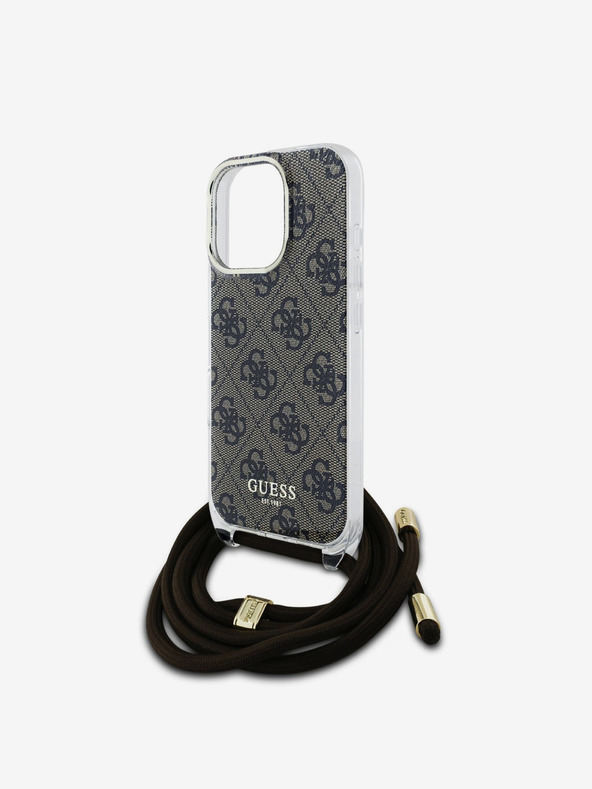 Guess Guess IML 4G Печатен заден капак с каишка за кръст за iPhone 16 Pro Max Brown