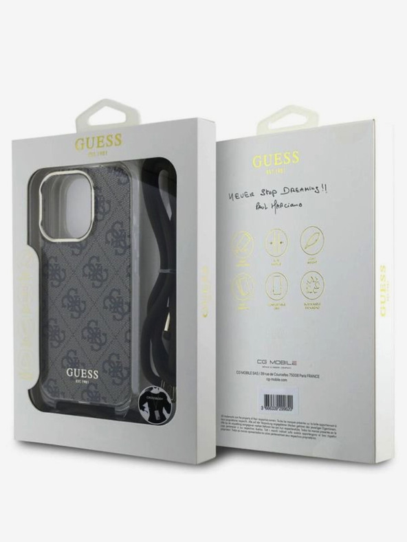 Guess Guess IML 4G Печатен заден капак с каишка за кръст за iPhone 16 Pro Max Brown