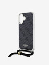 Guess Guess IML 4G Печатен заден капак с каишка за кръст за iPhone 16 Black