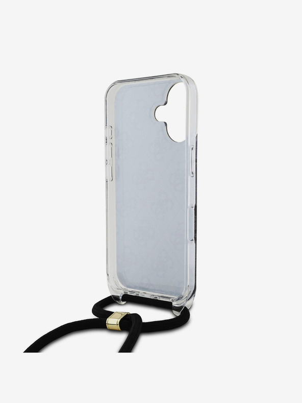 Guess Guess IML 4G Печатен заден капак с каишка за кръст за iPhone 16 Black