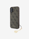 Guess Guess Заден капак 4G с чар за iPhone 16, тон върху тон, кафяв