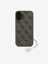 Guess Guess Заден капак 4G с чар за iPhone 16, тон върху тон, кафяв