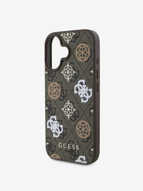 Guess Guess PU 4G Peony MagSafe заден капак за iPhone 16 кафяв