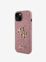Guess PU Fixed Glitter 4G Metal Logo Zadní Kryt pro iPhone 15 Pink Калъф за телефон