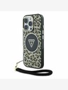 Guess Guess IML Leopard Triangle Logo Strap MagSafe заден капак за iPhone 16 Pro Max Brown