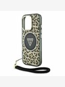 Guess Guess IML Leopard Triangle Logo Strap MagSafe заден капак за iPhone 16 Pro Max Brown