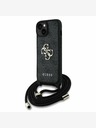 Guess Guess PU 4G Метално лого за кръст с каишка на гърба за iPhone 15 Black