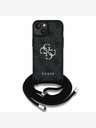 Guess Guess PU 4G Метално лого за кръст с каишка на гърба за iPhone 15 Black