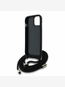 Guess Guess PU 4G Метално лого за кръст с каишка на гърба за iPhone 15 Black