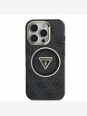 Guess Guess IML 4G Glitter и триъгълно лого MagSafe заден капак за iPhone 16 Pro Max Black