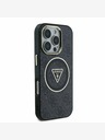 Guess Guess IML 4G Glitter и триъгълно лого MagSafe заден капак за iPhone 16 Pro Max Black