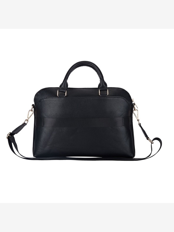 Guess Guess PU зърнеста чанта за тефтер с триъгълно лого 15/16" черна