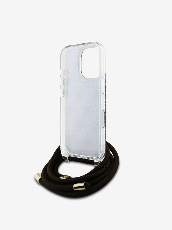 Guess Заден капак Guess IML 4G с принтирана каишка за iPhone 16 Pro Brown