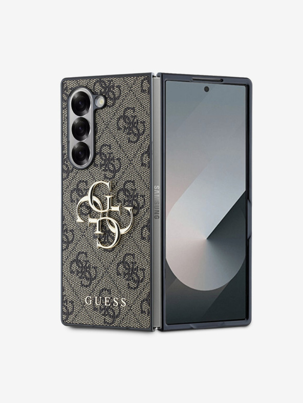 Guess Guess PU 4G метално лого заден капак за Samsung Galaxy Z Fold 6 Brown