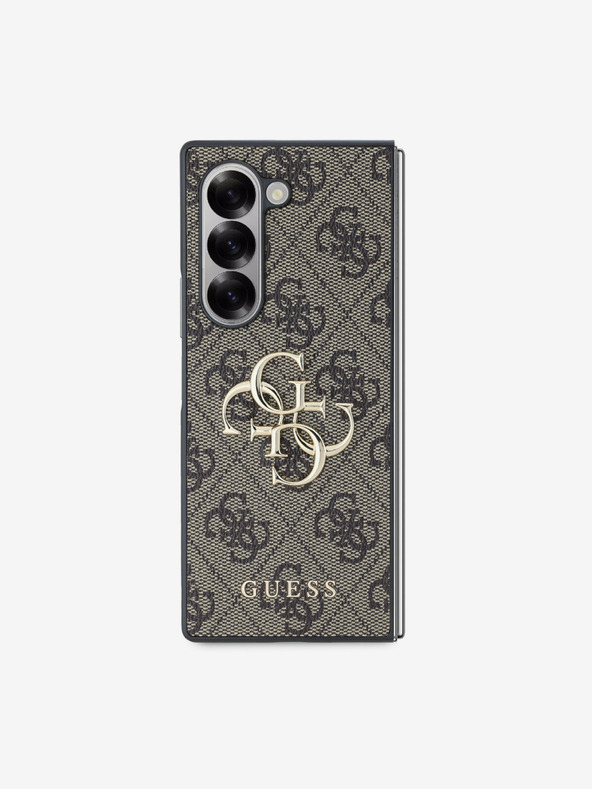 Guess Guess PU 4G метално лого заден капак за Samsung Galaxy Z Fold 6 Brown