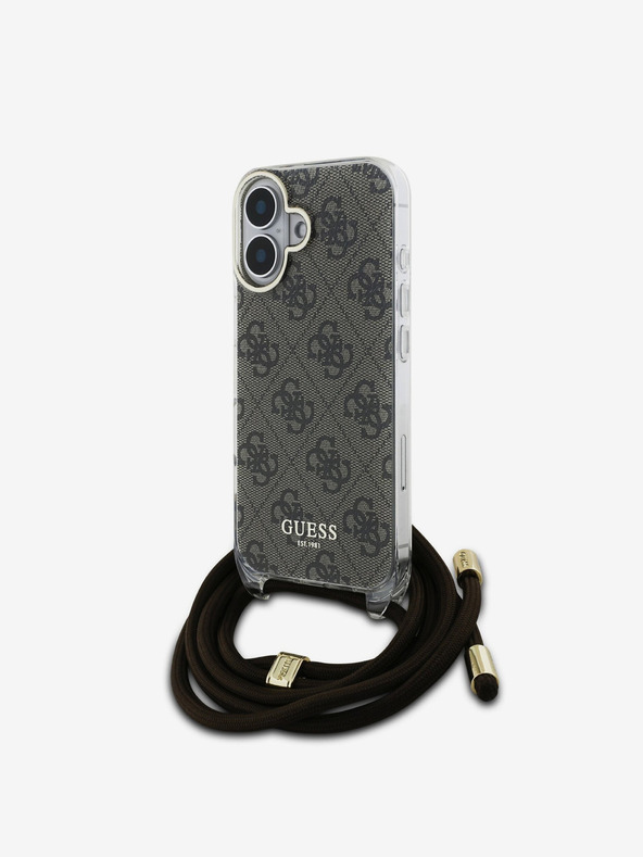 Guess Guess IML 4G Заден капак с щампа за кръст за iPhone 16 Кафяв