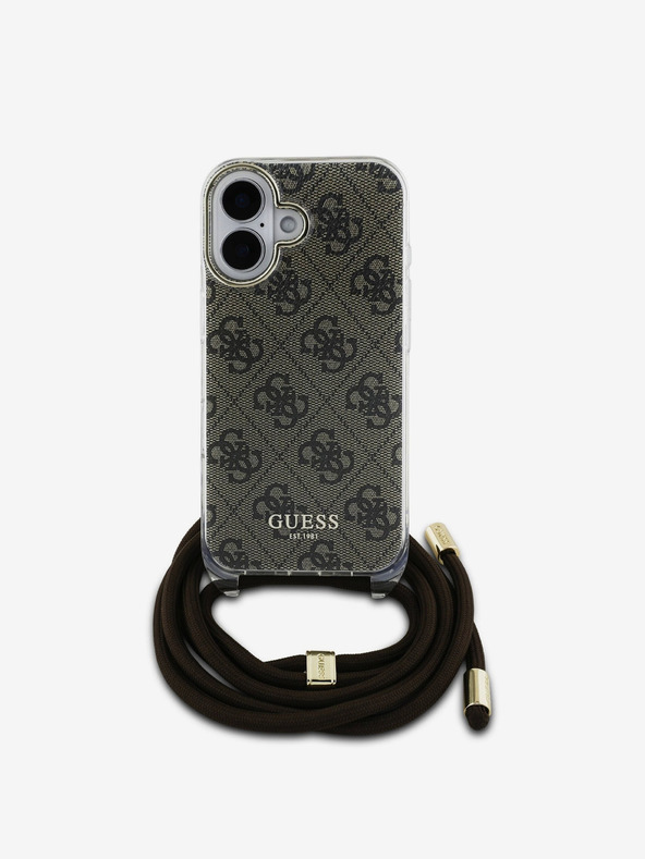Guess Guess IML 4G Заден капак с щампа за кръст за iPhone 16 Кафяв