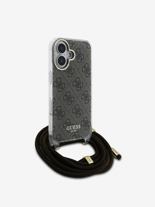 Guess Guess IML 4G Заден капак с щампа за кръст за iPhone 16 Кафяв
