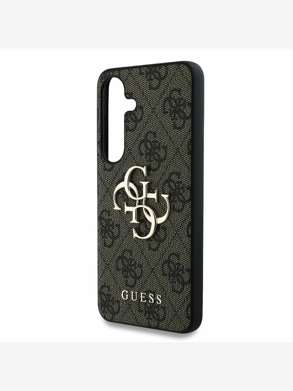 Guess Guess PU 4G метално лого заден капак за Samsung Galaxy S25 Brown