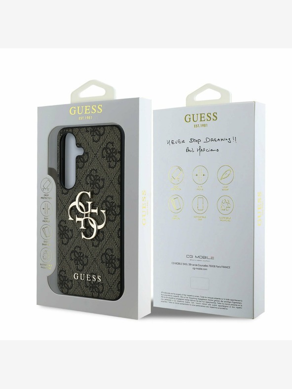 Guess Guess PU 4G метално лого заден капак за Samsung Galaxy S25 Brown