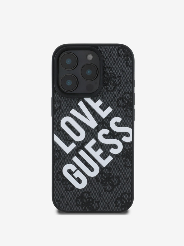 Guess Guess PU Leather 4G Big Love Logo MagSafe заден капак за iPhone 16 Pro Black