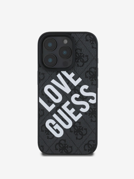 Guess Guess PU Leather 4G Big Love Logo MagSafe заден капак за iPhone 16 Pro Black