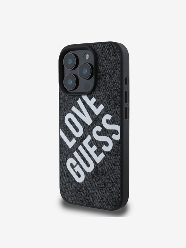 Guess Guess PU Leather 4G Big Love Logo MagSafe заден капак за iPhone 16 Pro Black