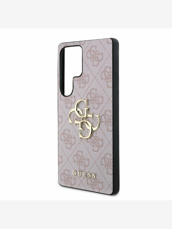 Guess Guess PU 4G Метално лого заден капак за Samsung Galaxy S25 Ultra Pink
