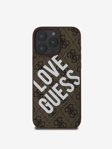 Guess Guess PU кожа 4G Голямо лого на любовта MagSafe заден капак за iPhone 16 Pro Max кафяв