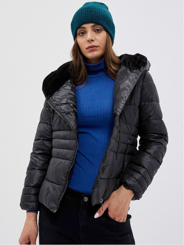 Moodo Черно дамско ватирано късо яке Moodo