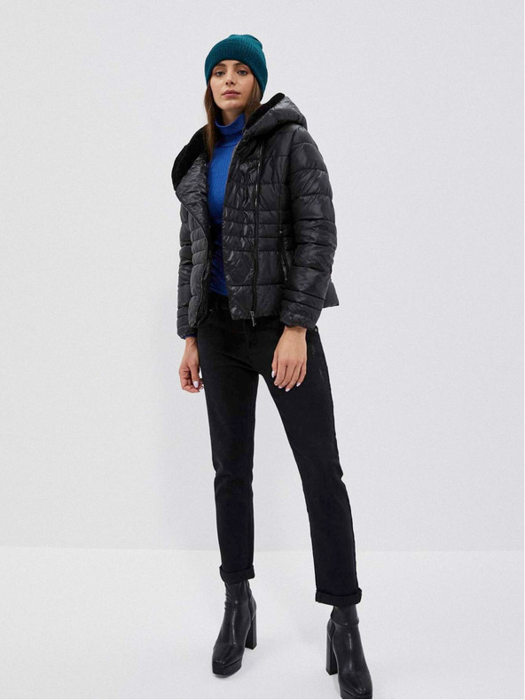 Moodo Черно дамско ватирано късо яке Moodo