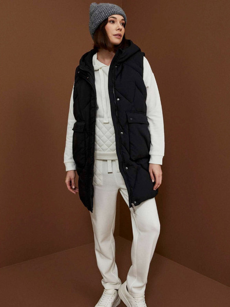 Moodo Черно дамско яке със свалящи се ръкави Moodo