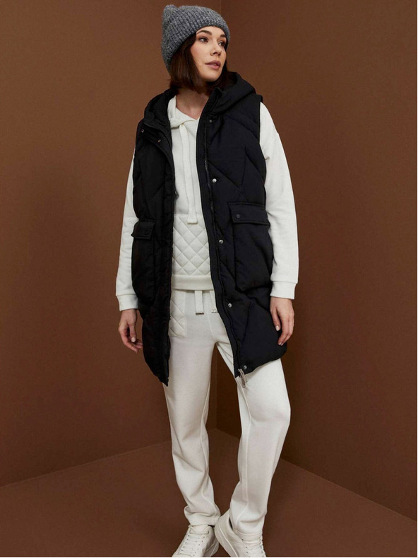 Moodo Черно дамско яке със свалящи се ръкави Moodo