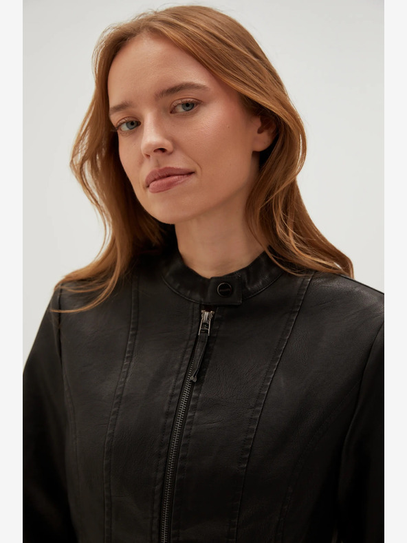 Moodo Черно дамско кожено яке Moodo