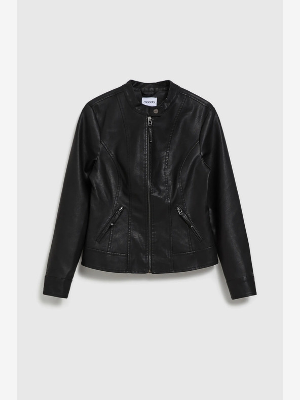 Moodo Черно дамско кожено яке Moodo
