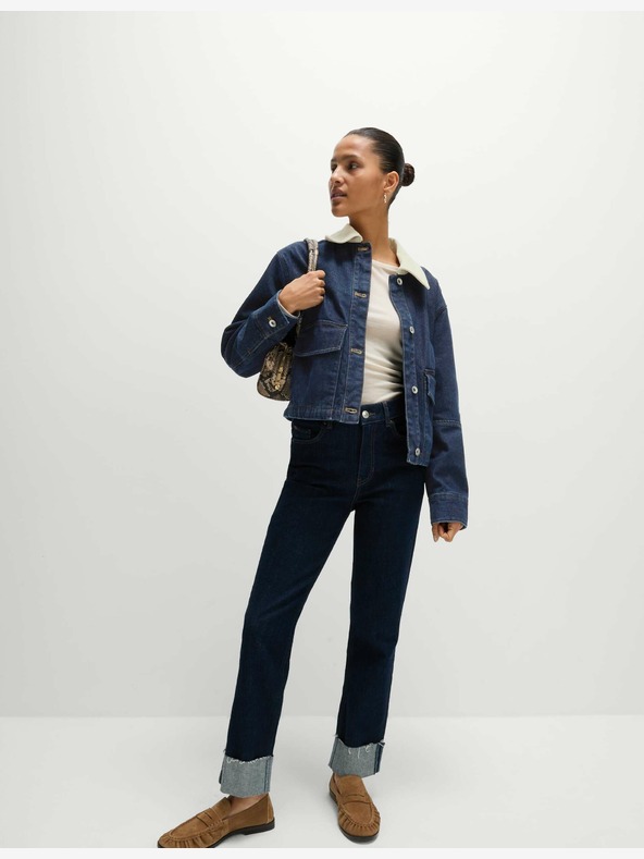 Marks & Spencer Свободно прилепнало дънково яке с яка Marks & Spencer тъмносиньо