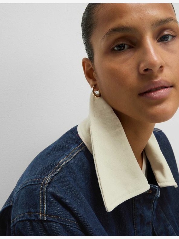 Marks & Spencer Свободно прилепнало дънково яке с яка Marks & Spencer тъмносиньо