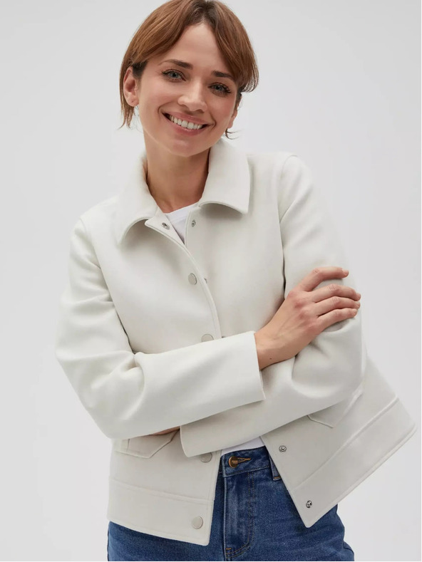 Moodo Кремаво дамско яке с риза Moodo