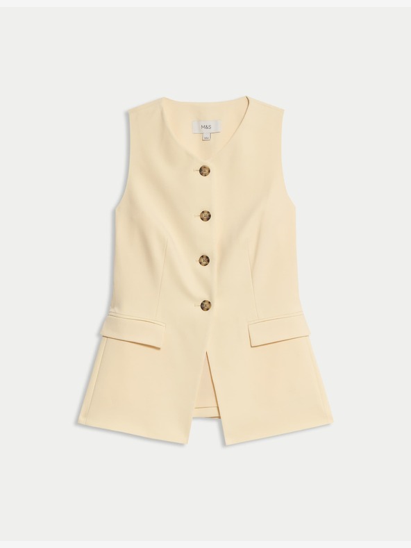 Marks & Spencer Едноредна жилетка с дълги ръкави, леко вталена Marks & Spencer жълта