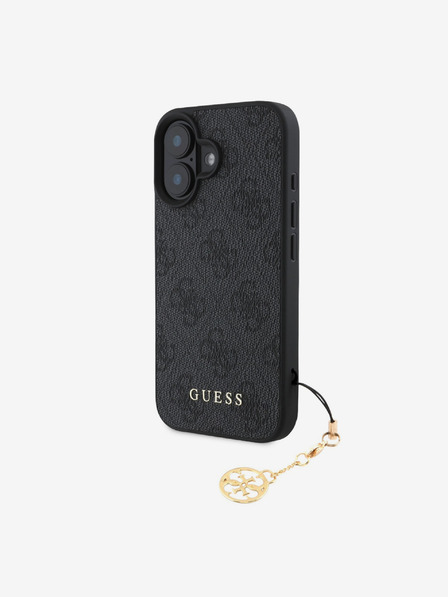 Guess Guess 4G чаровен заден капак за iPhone 16 тон върху тон сив