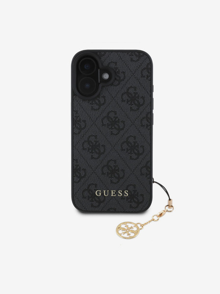 Guess Guess 4G чаровен заден капак за iPhone 16 тон върху тон сив