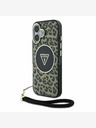Guess Guess IML Каишка с триъгълно лого Leopard MagSafe за iPhone 16 Brown