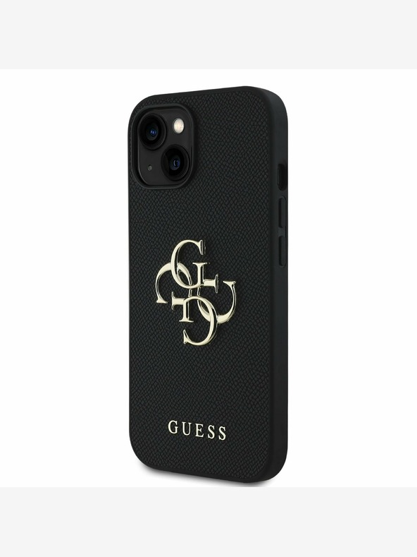 Guess Guess PU Grained 4G Metal Logo Back Cover за iPhone 15 Black