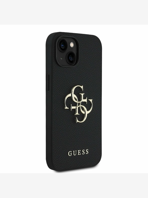 Guess Guess PU Grained 4G Metal Logo Back Cover за iPhone 15 Black