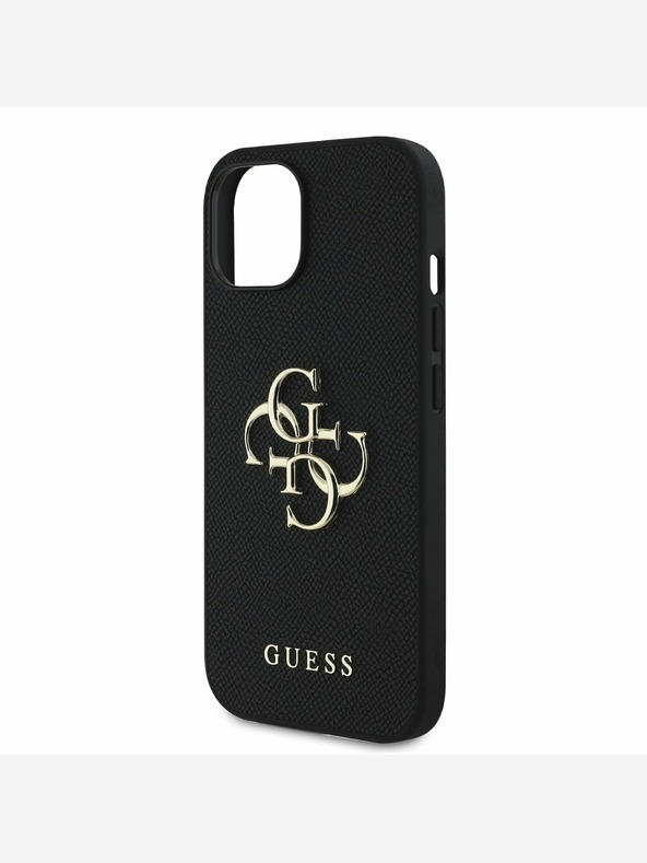 Guess Guess PU Grained 4G Metal Logo Back Cover за iPhone 15 Black